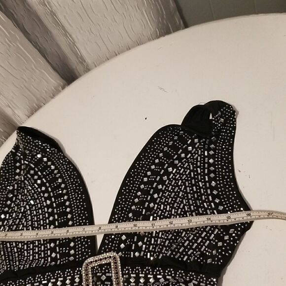 Rhinestones Jewel Elegant SpandexPartially linedCrystal embellished two P - Picture 13 of 15